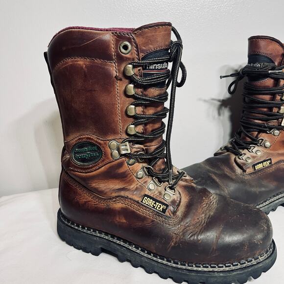 Georgia Boot Brown Leather Mid Calf Steel Toe Lace Up Gore Tex Workwear 6.5M - Picture 5 of 10